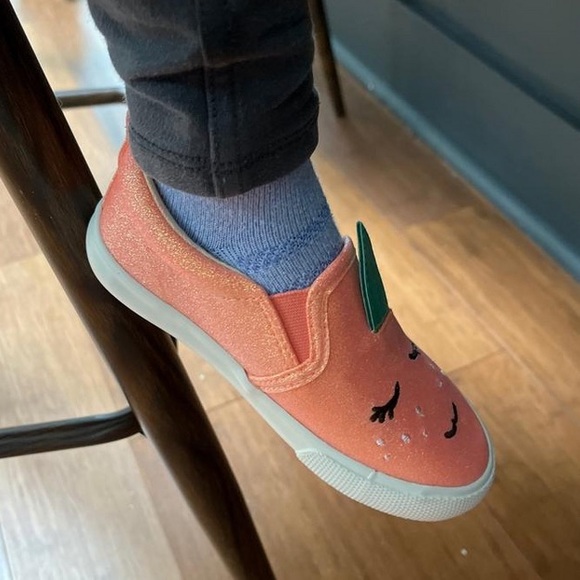 Cat & Jack Fruit Print Orange Glittery Slip On Sneakers Size 11 - Picture 6 of 6